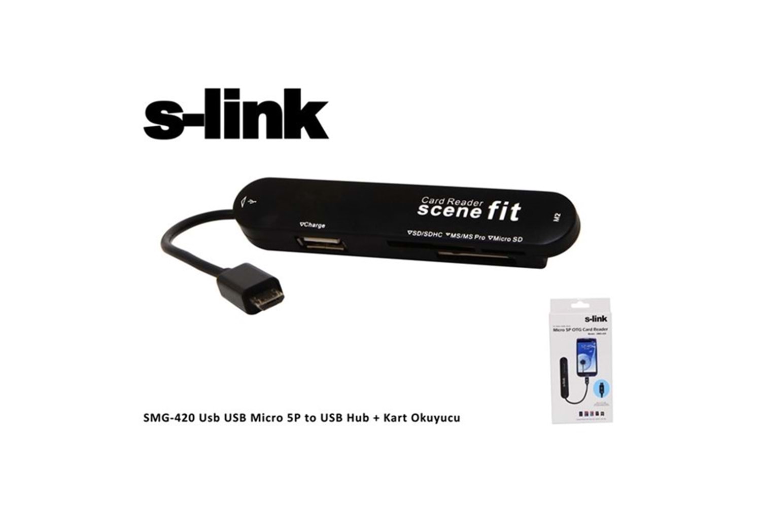 S-link SMG-420 Usb USB Micro 5P to USB Hub + Kart Okuyucu