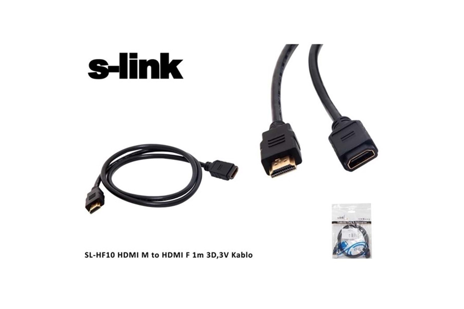 S-link SL-HF10 HDMI M to HDMI F 1m 3D,3V Kablo