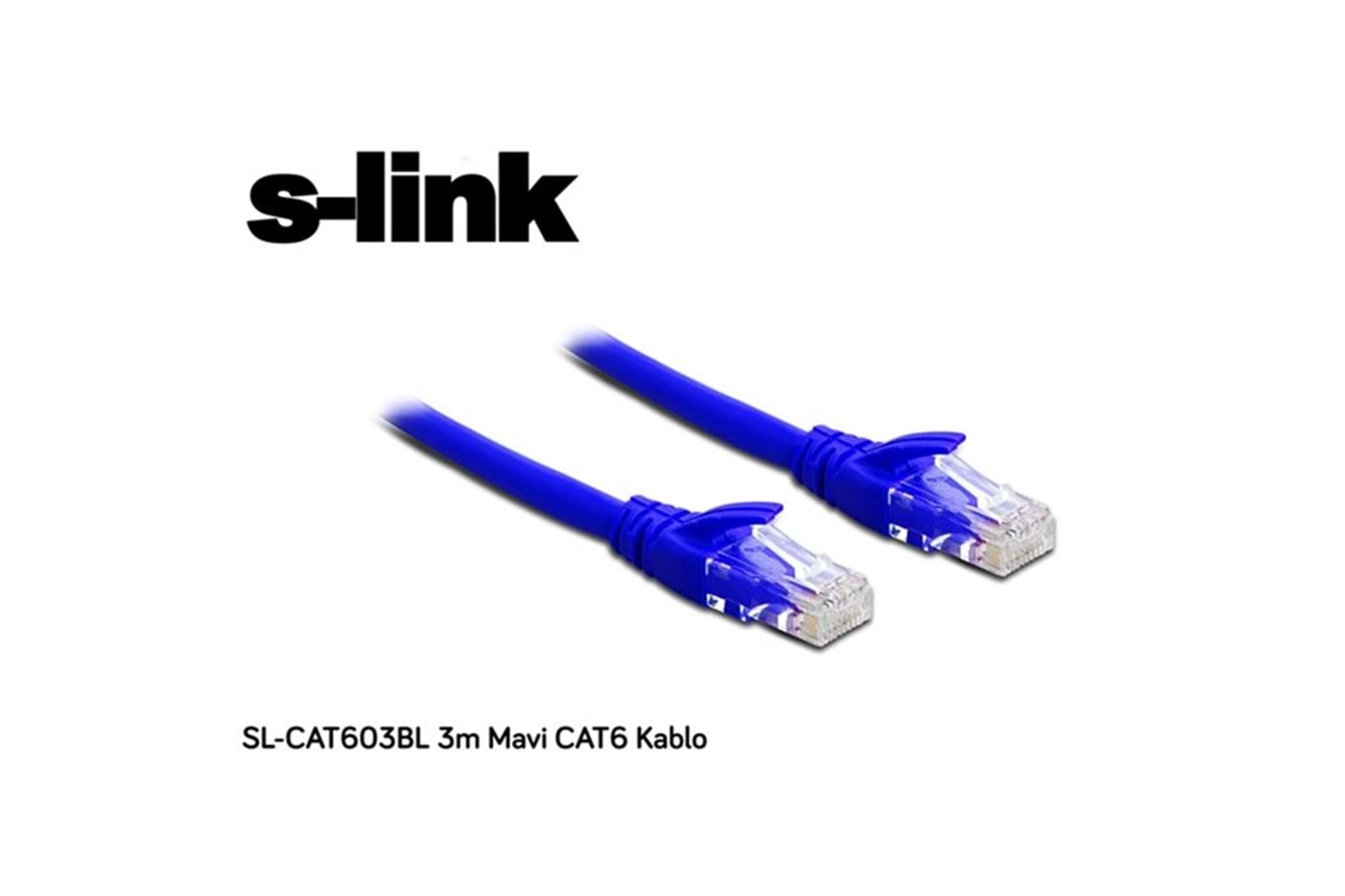 S-link SL-CAT603BL 3m Mavi CAT6 Patch Kablo