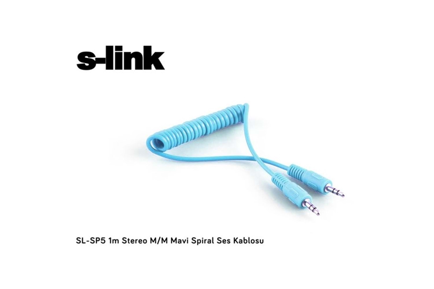 S-link SL-SP5 1m Stereo M/M Mavi Spiral Ses Kablosu