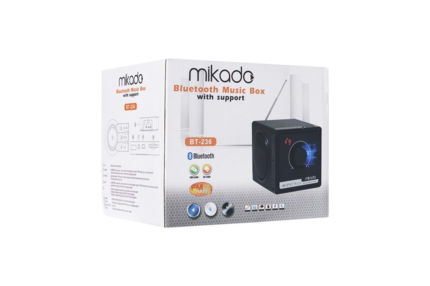 Mikado BT-236 3W+3W Siyah SD+MMC+Fm destekli Bluetooth Müzik Kutusu