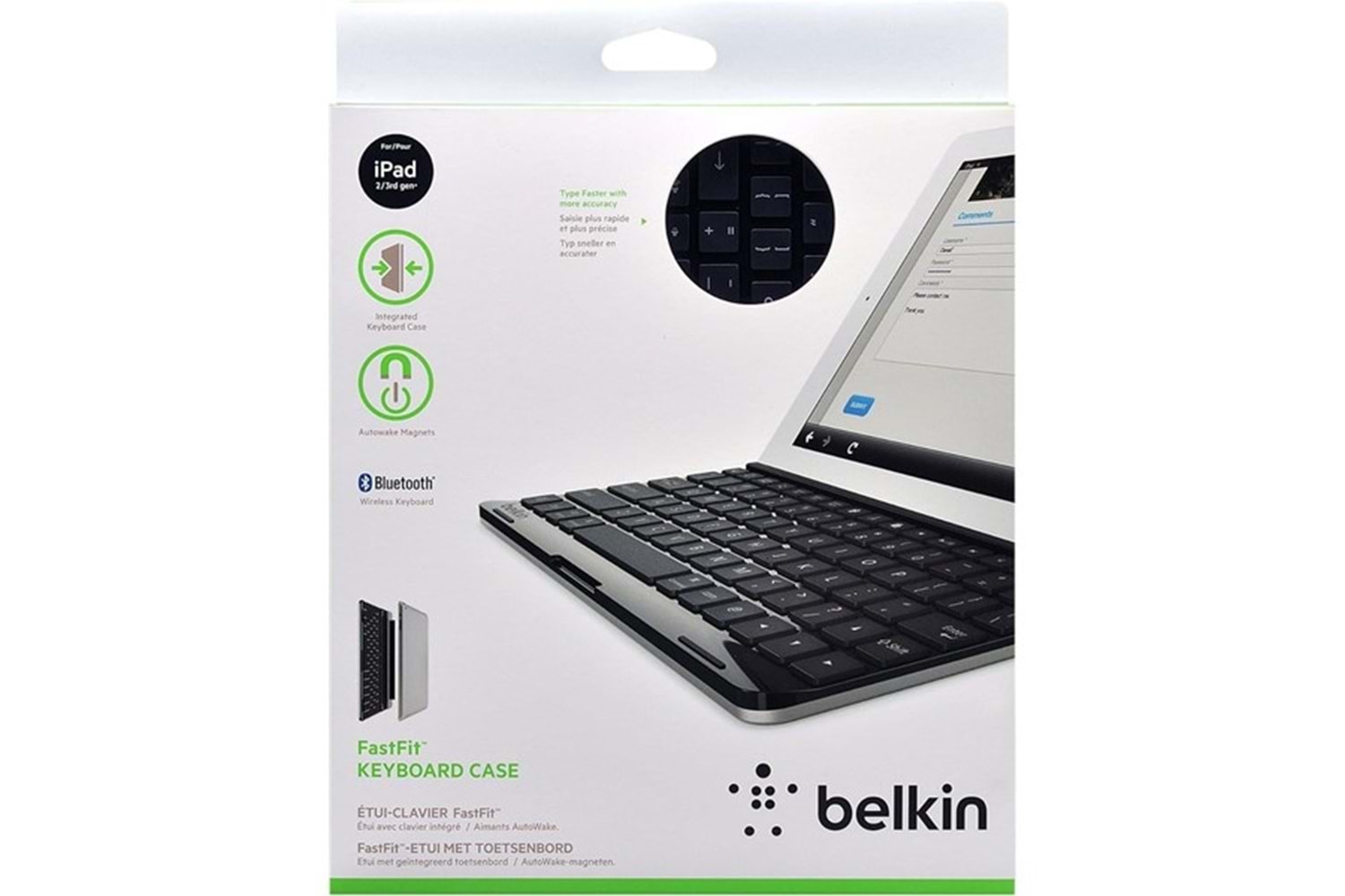 Belkin BLK-F5L141eaBLK-WHT Siyah Bluetooth iPad3G Q Multimedia Kablosuz klavye