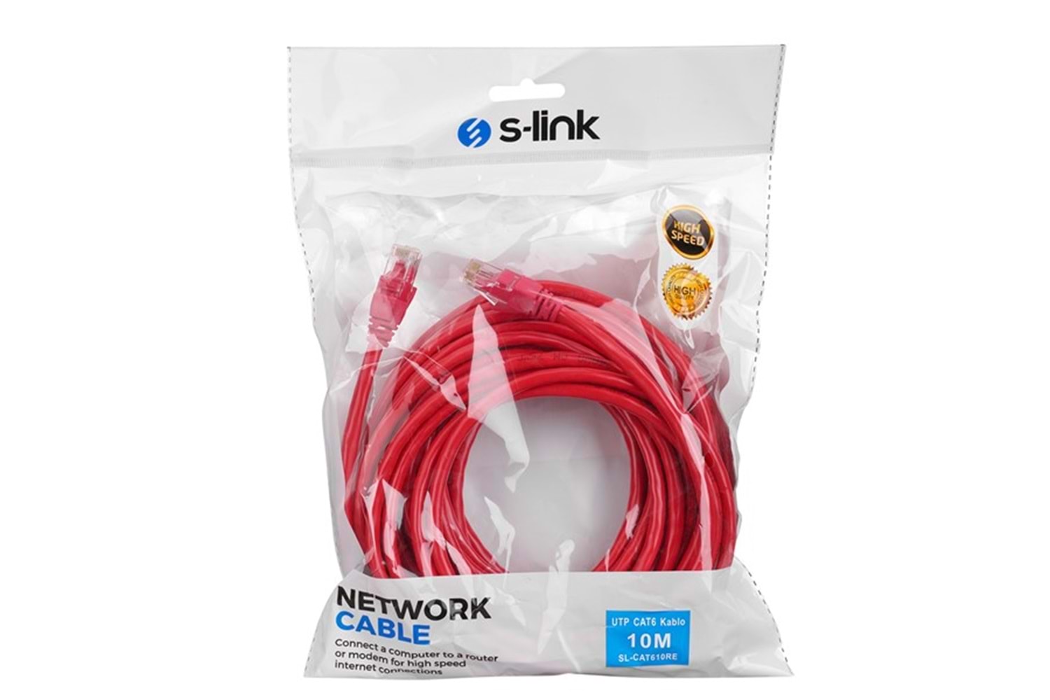 S-link SL-CAT610RE 10m Kırmızı CAT6 Patch Kablo