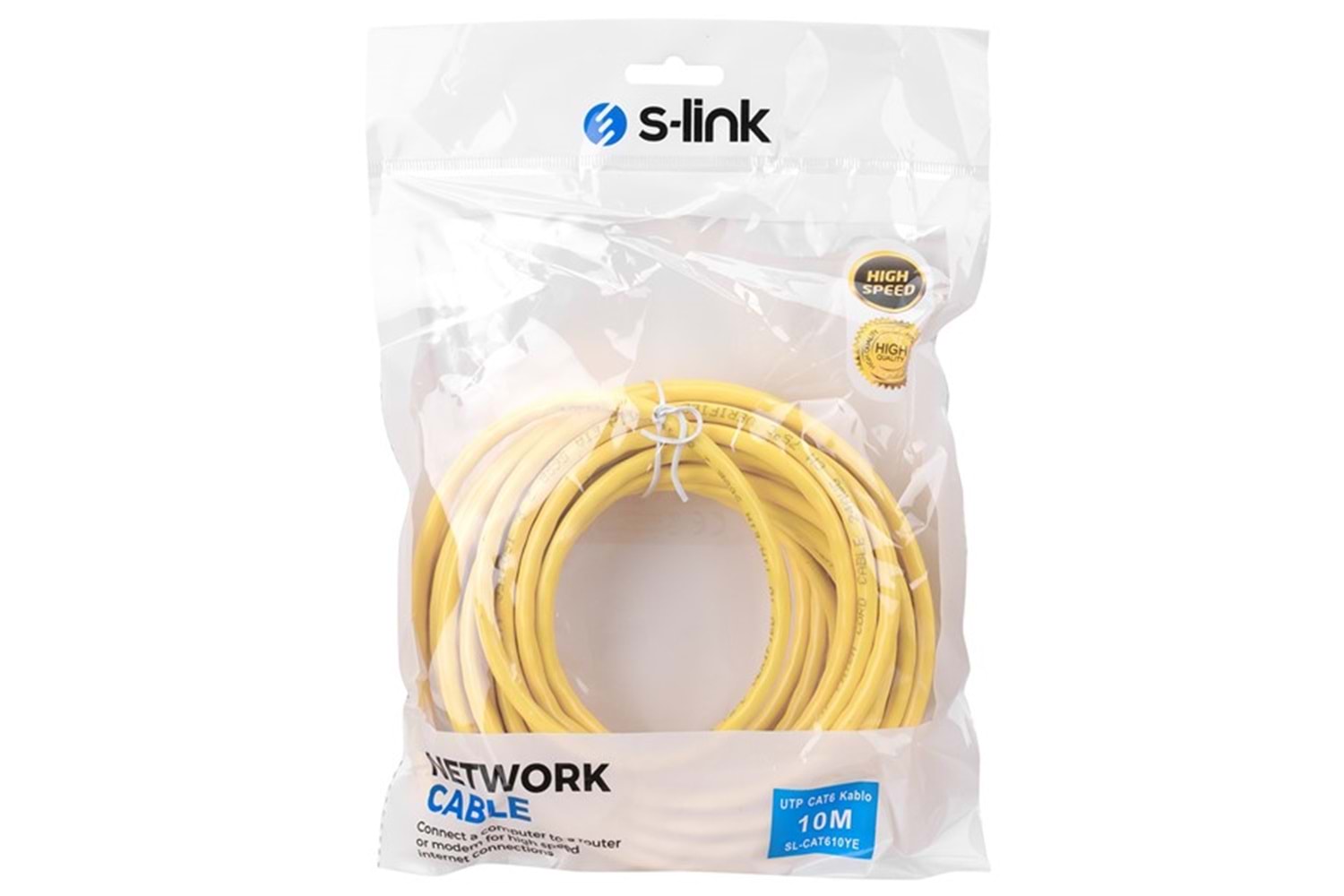 S-link SL-CAT610YE 10m Sarı CAT6 Patch Kablo