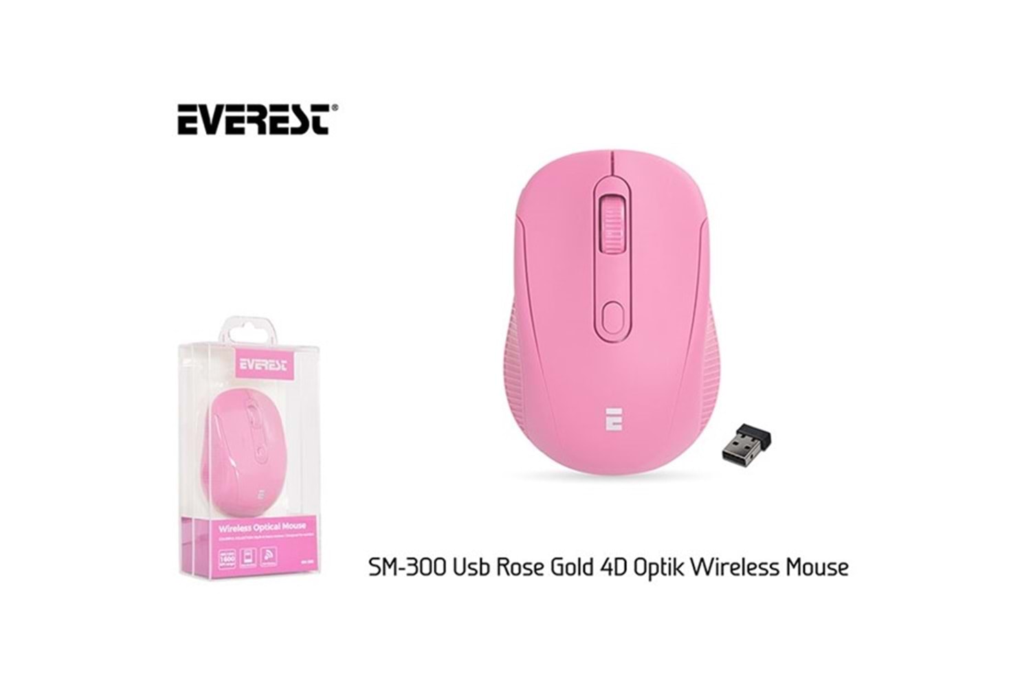 Everest SM-300 Usb Rose Gold 4D Optik Süper Sessiz Alkalin Pil Kablosuz Mouse