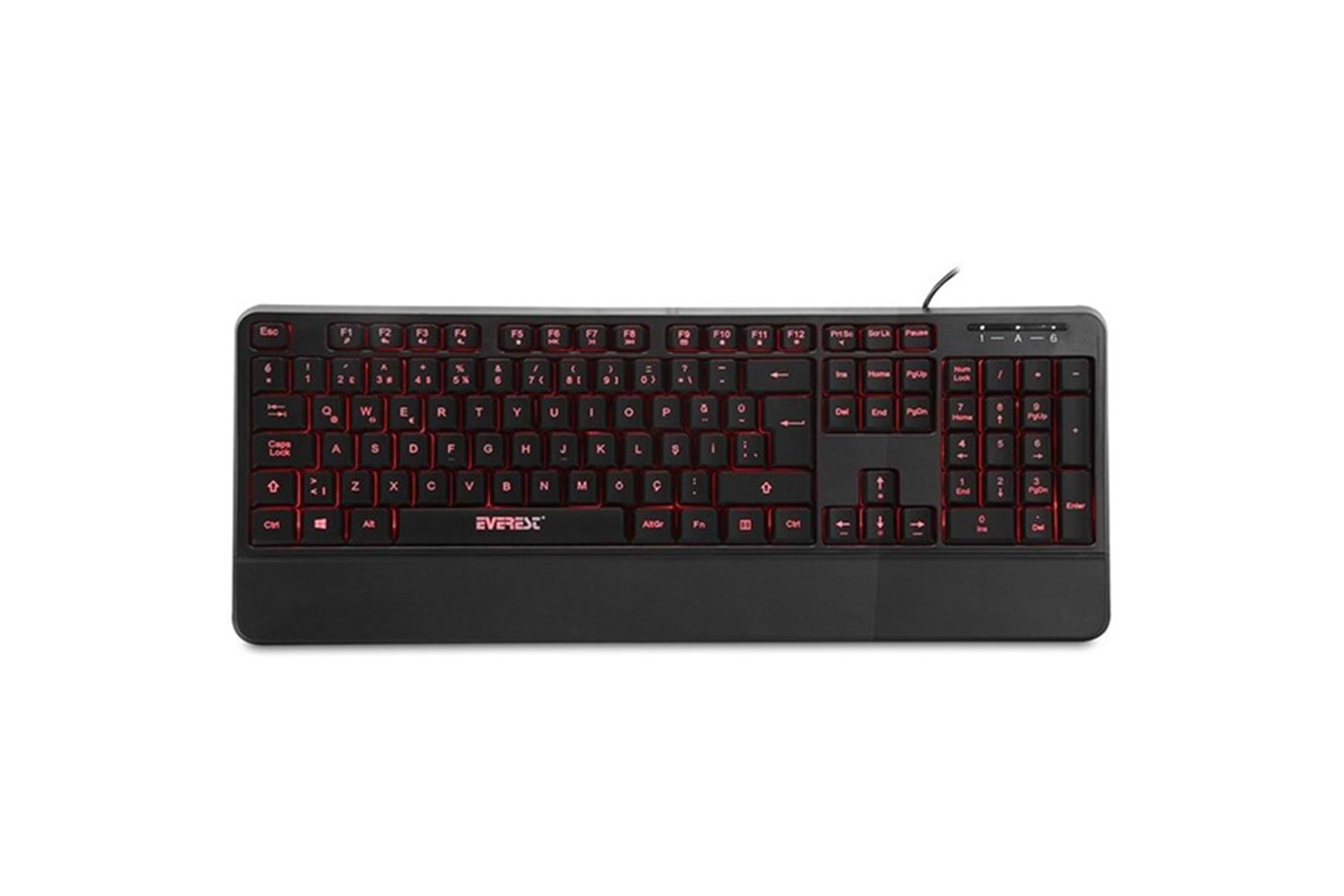 Everest KB-R61 BRIGHT Siyah USB 3 Renk Aydınlatmalı Q Sabit Bilek Destekli Multimedia Klavye