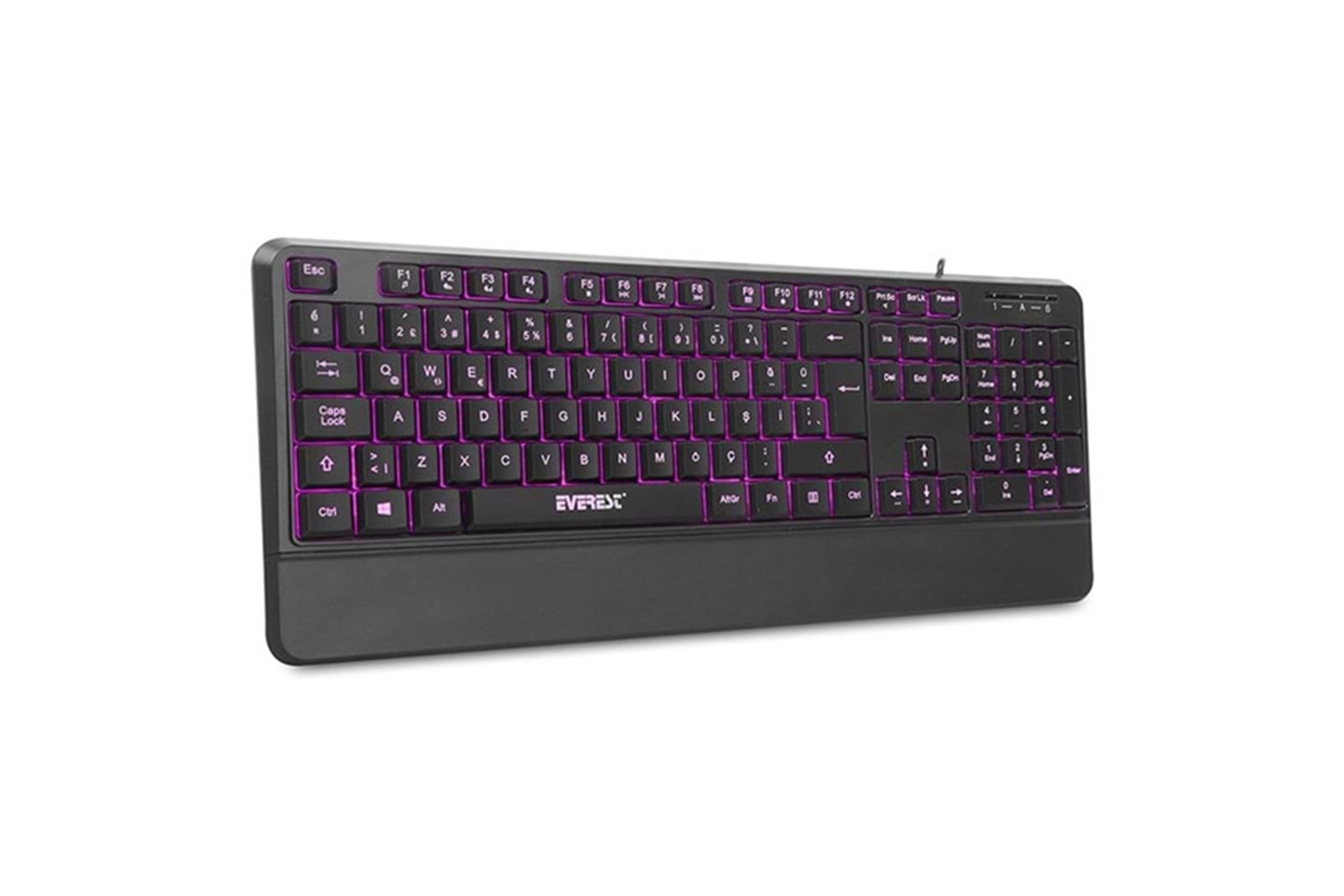 Everest KB-R61 BRIGHT Siyah USB 3 Renk Aydınlatmalı Q Sabit Bilek Destekli Multimedia Klavye