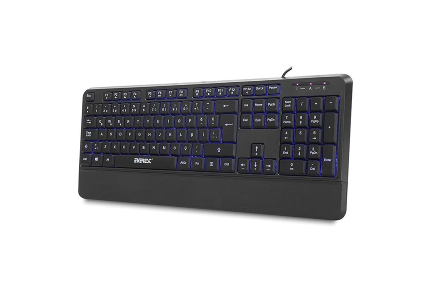 Everest KB-R61 BRIGHT Siyah USB 3 Renk Aydınlatmalı Q Sabit Bilek Destekli Multimedia Klavye