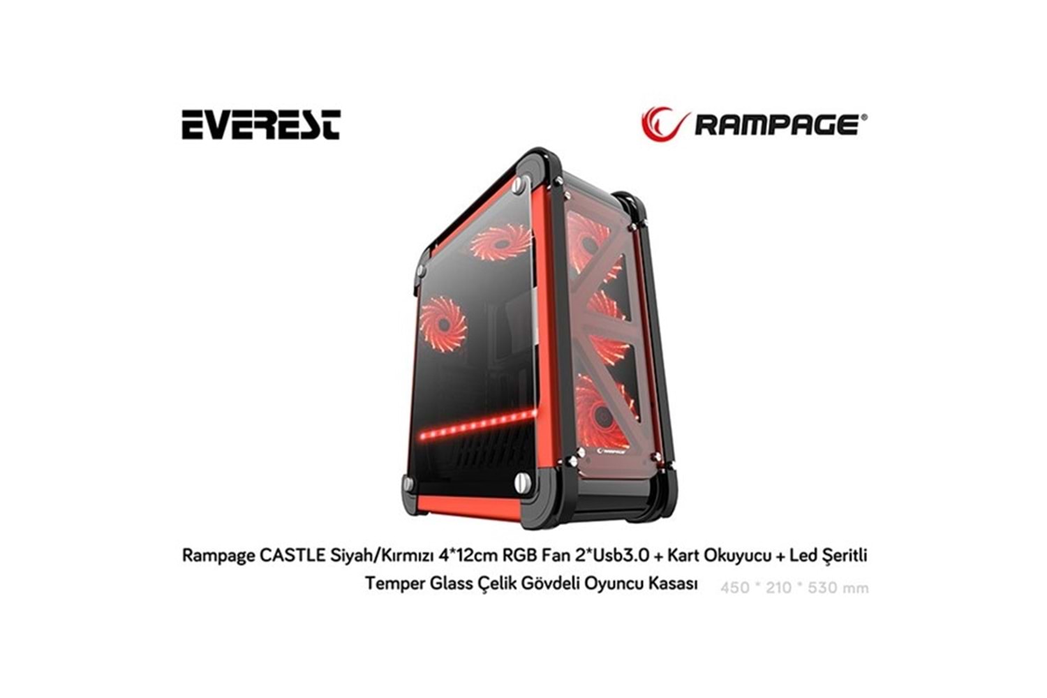 RAMPAGE CASTLE Çelik Gövdeli Gaming PC Kasası