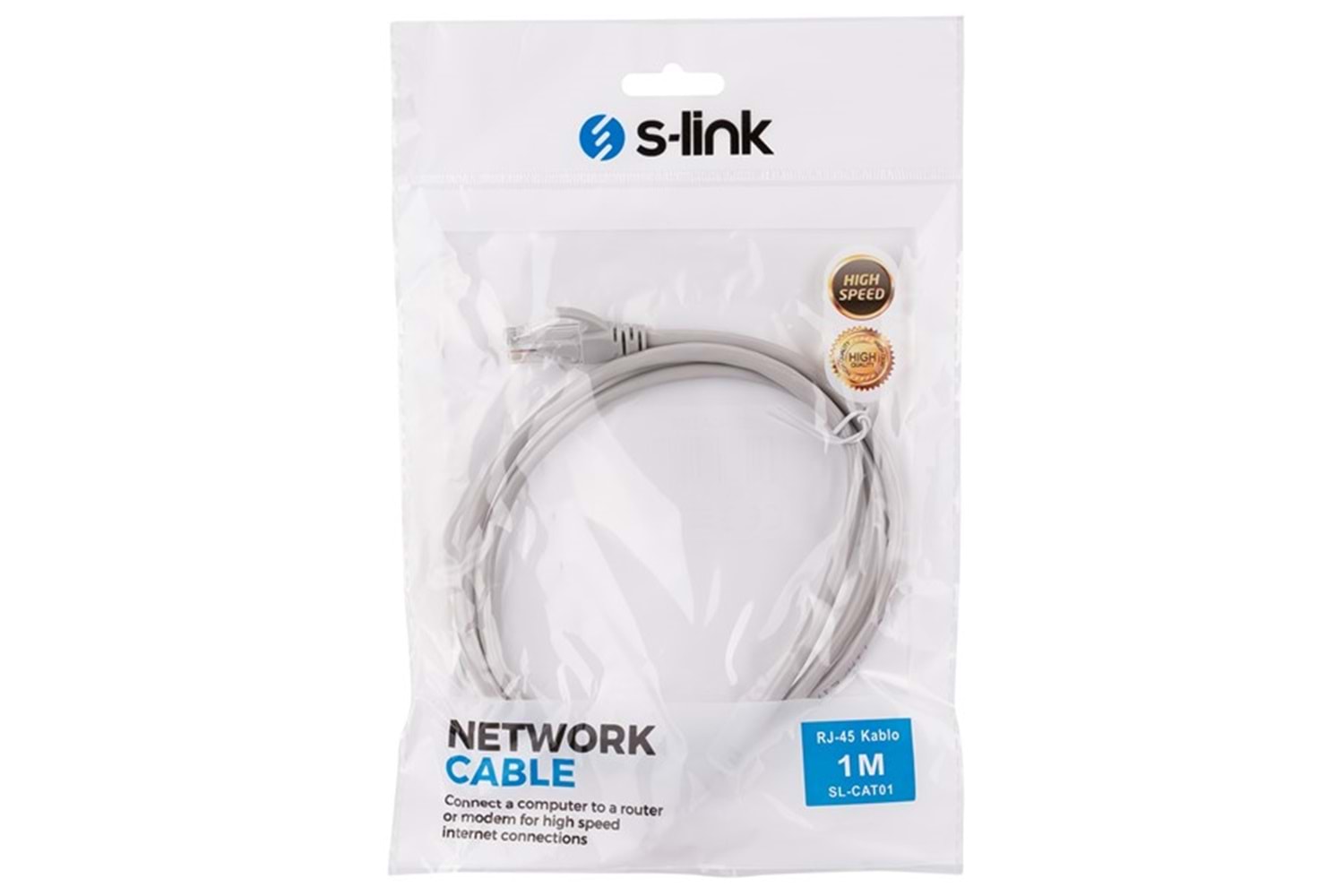 S-link 1Metre CAT6 SL-CAT01 RJ-45 Gri Kablo