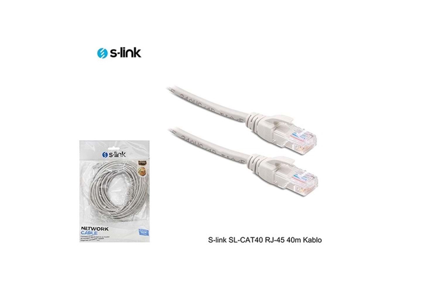 S-link SL-CAT40 RJ-45 40m Gri Cat5 Patch Kablo