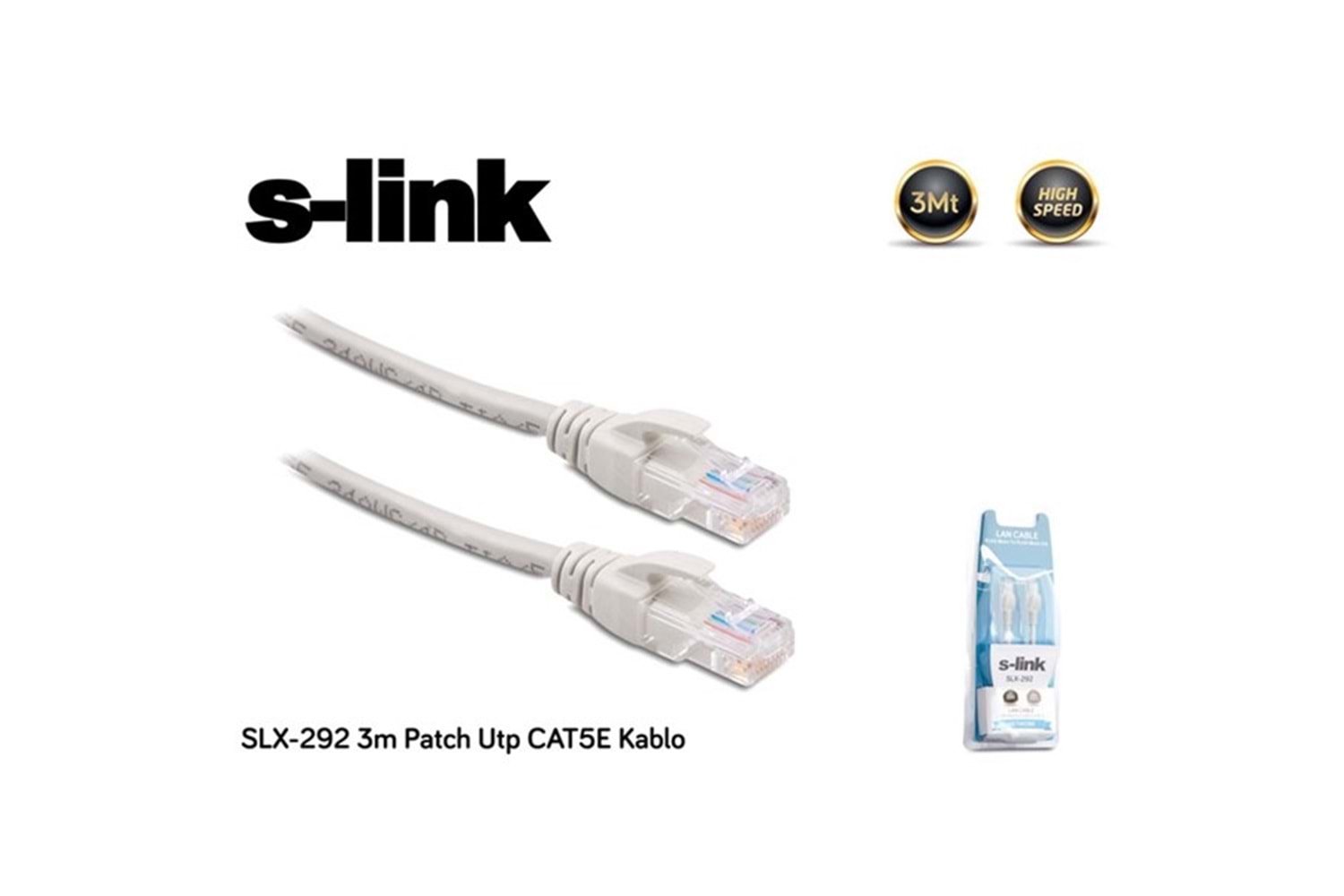 S-link SLX-292 3m Patch Utp Gri CAT5E Patch Kablo
