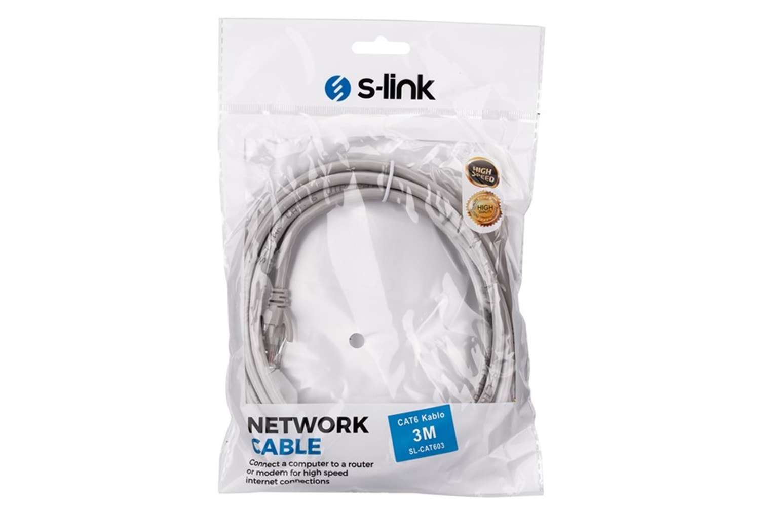 S-link SL-CAT603 3m CAT6 Gri Patch Kablo