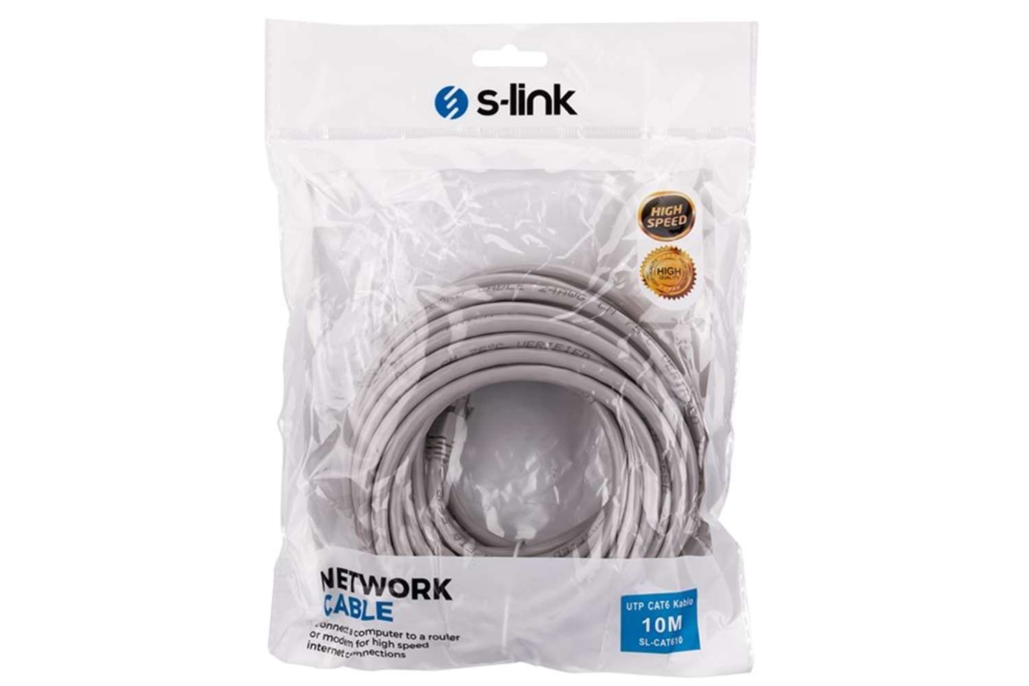S-link SL-CAT610 10m Gri CAT6 Patch Kablo