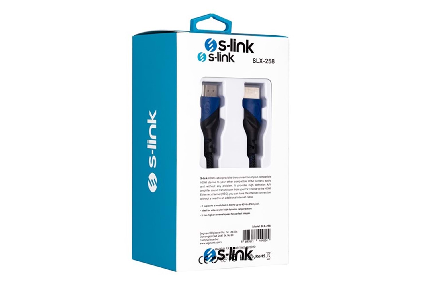 S-link SLX-258 HDMI TO HDMI 3m Altın Uçlu 24K + Kor.Kılıf 1.4 Ver. 3D Kablo