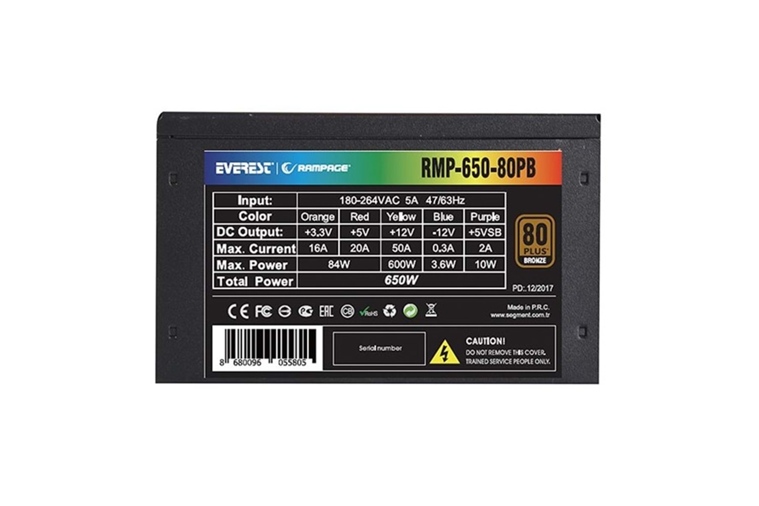 RAMPAGE 650W 80+ BRONZE RMP-650-80PB POWER SUPPLY