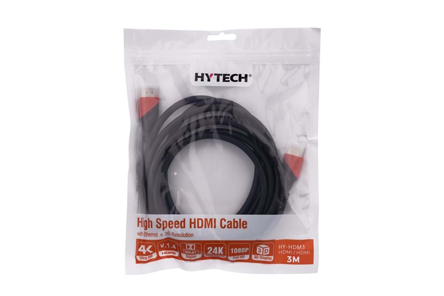 Hytech HY-HDM3 HDMI TO HDMI 3m Altın Uçlu 24K 1.4 Ver. 3D Kablosu