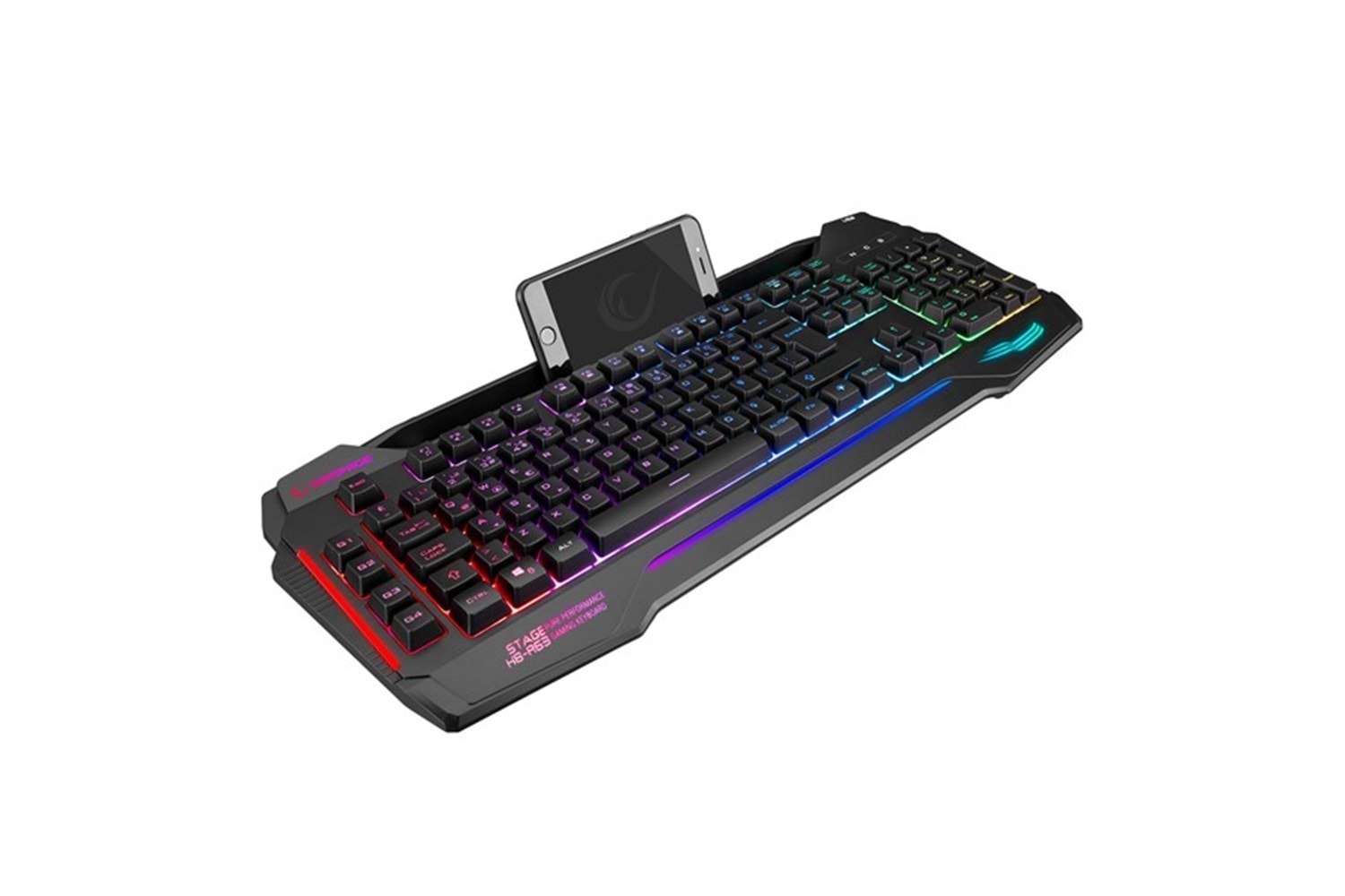 Rampage KB-R63 STAGE Siyah 4 Makro Fonksiyon Sese Duyarlı Işıklı Rainbow Q USB Ses Mik Çıkışlı Oyuncu Klavyesi