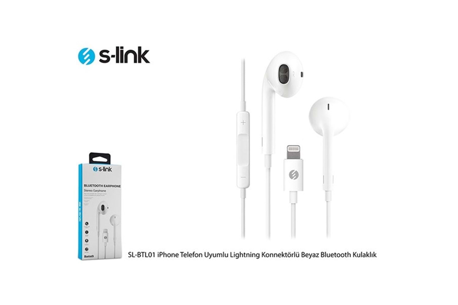 S-LINK SL-BTL01 Beyaz iPhone Telefon Uyumlu Lightning konnektörlü Bluetooth Kulaklık