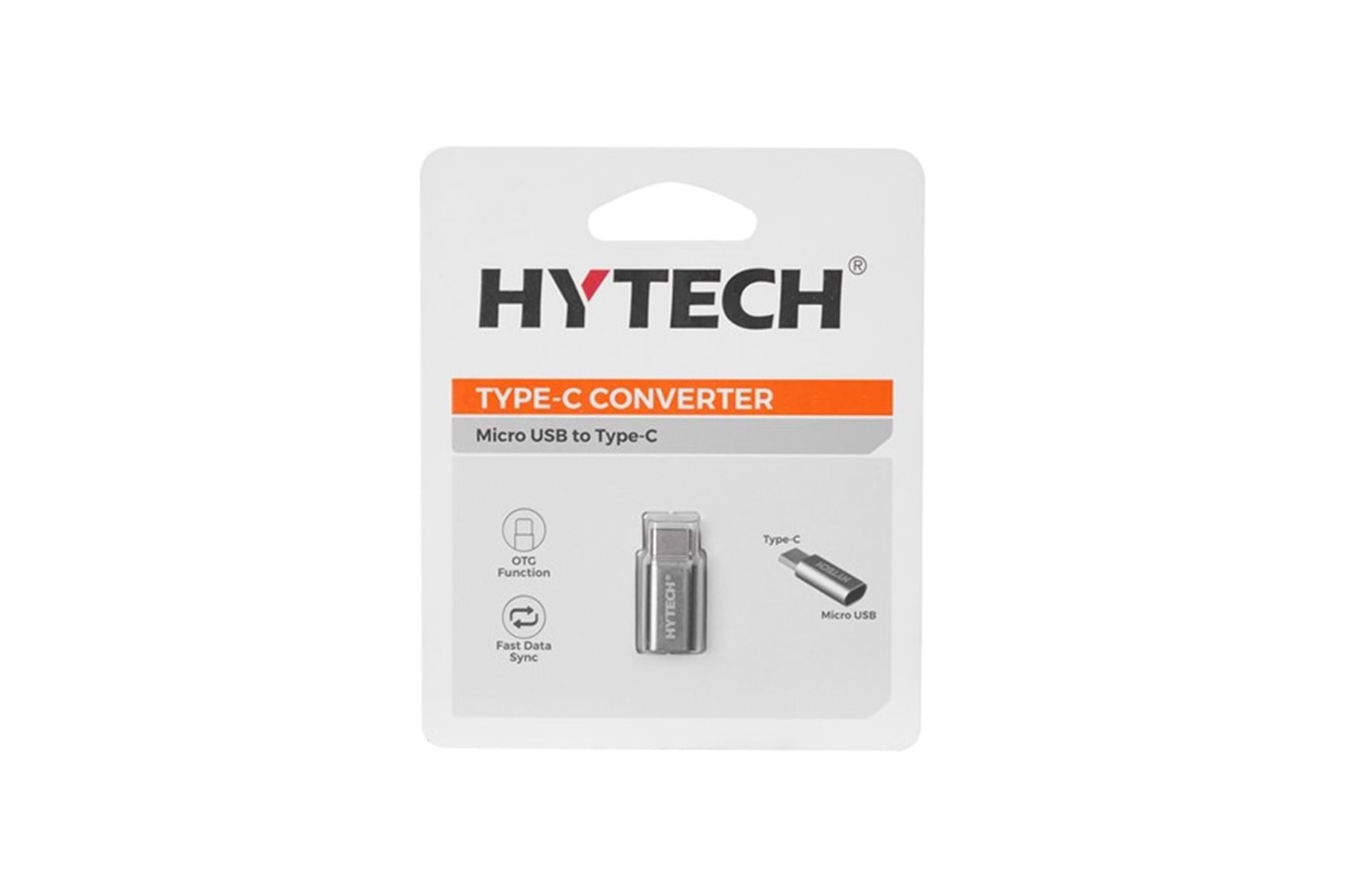Hytech HY-XO30 Gümüş MicroUSB 5pin F to Type C M Metal Gövdeli Çevirici