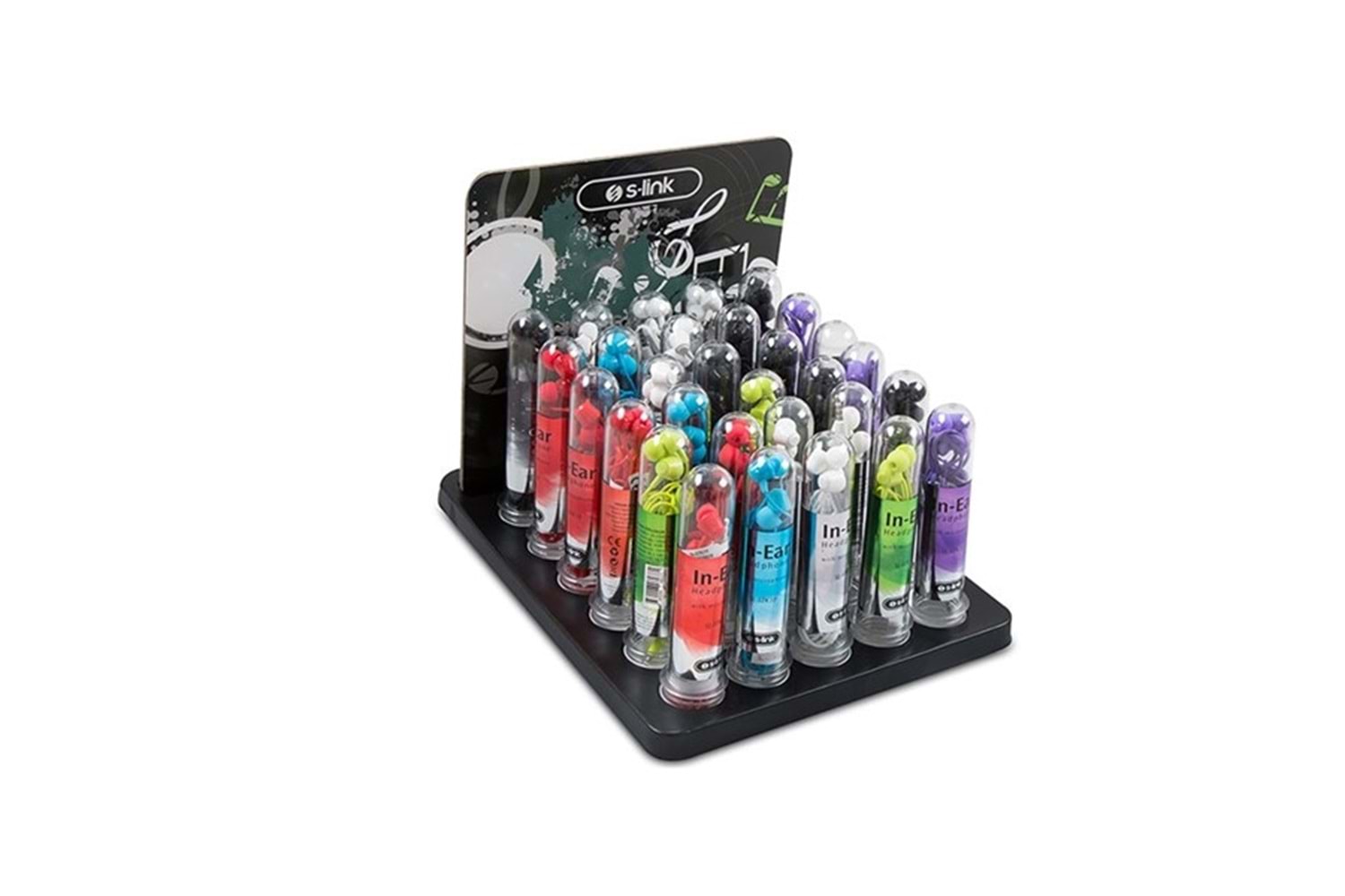 S-link SL-STK10 30'lu stand set 8*Beyaz + 8*Siyah + 5*Krımızı 3*Mor + 3*Mavi + 3*Yeşil Kulak İçi Mikrofonlu Kulaklık