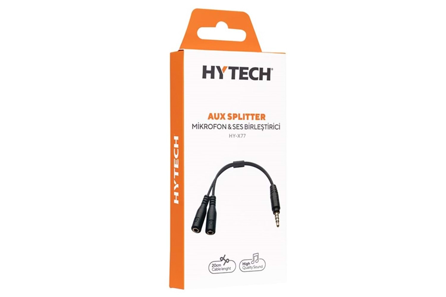 Hytech HY-X77 Siyah Audio + Mic to 3,5mm 0.15m Kulaklık Çevirici