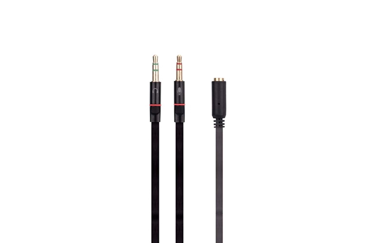 Hytech HY-X78 Siyah 3.5mm to Audio + Mic 0.15m Kulaklık Çevirici