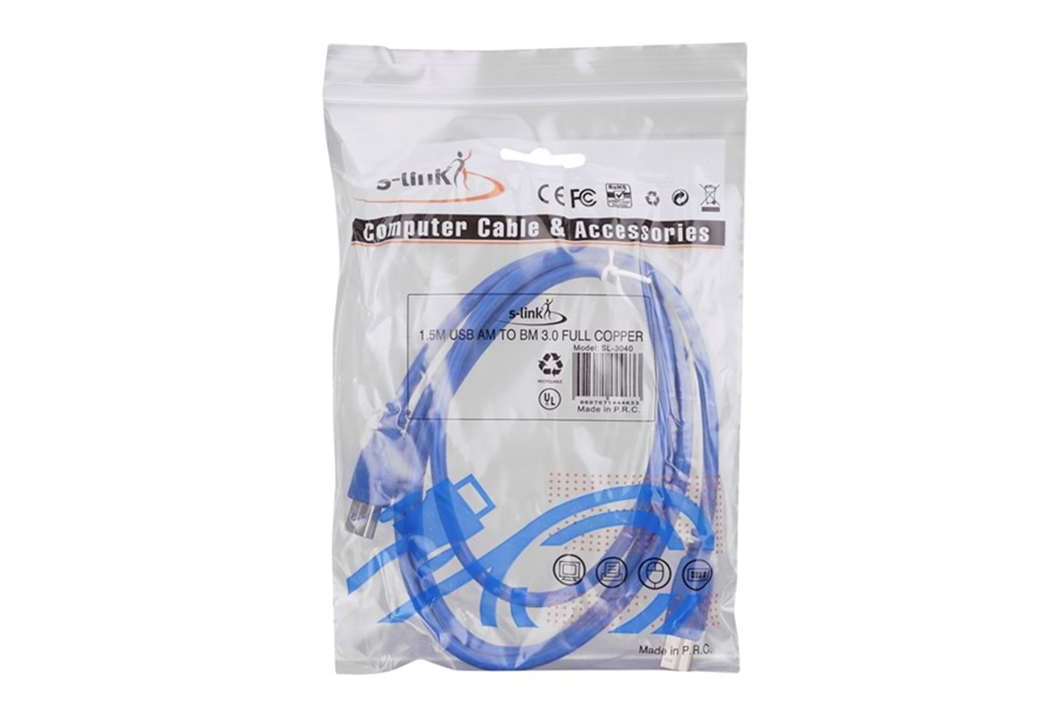 S-link SL-3040 Usb3.0 1.5m Yazıcı Kablosu