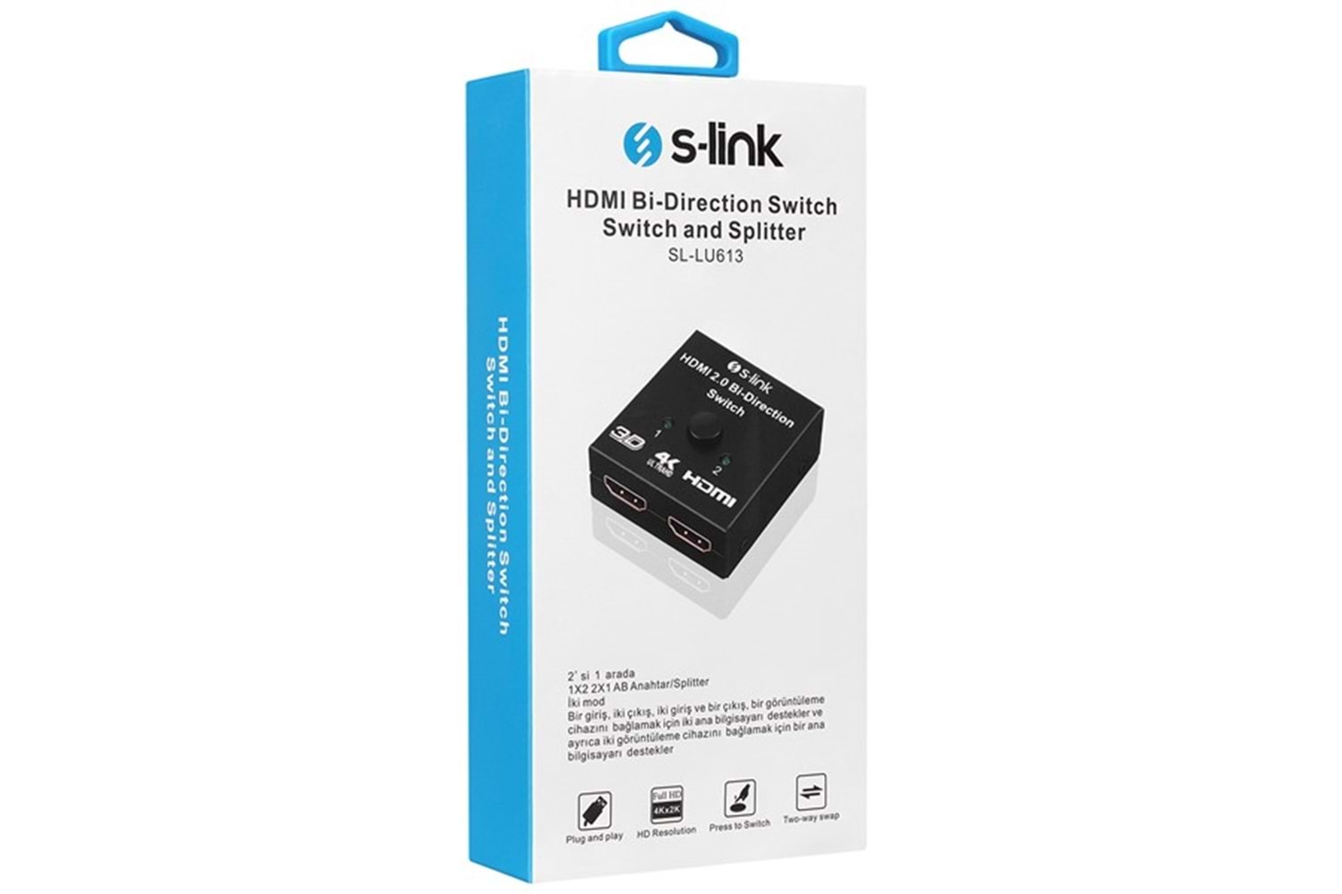 S-Link SL-LU613 . 2 Port HDMI Çift Yönlü Switch ve Splitter