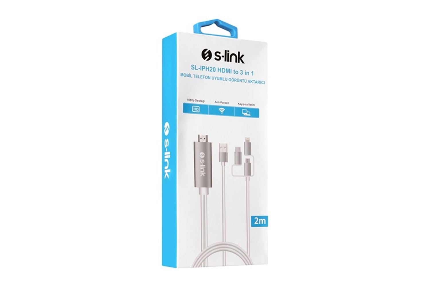 S-LINK SL-IPH20 2metre HDMI to 3 in 1 Görüntü Aktarıcı Kablo Mobil Telefon Uyumlu	