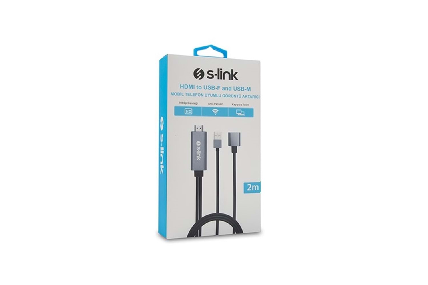 S-link SL-IPH25 HDMI to USB-F 2m Mobil Telefon Uyumlu Görüntü Aktarıcı Kablo