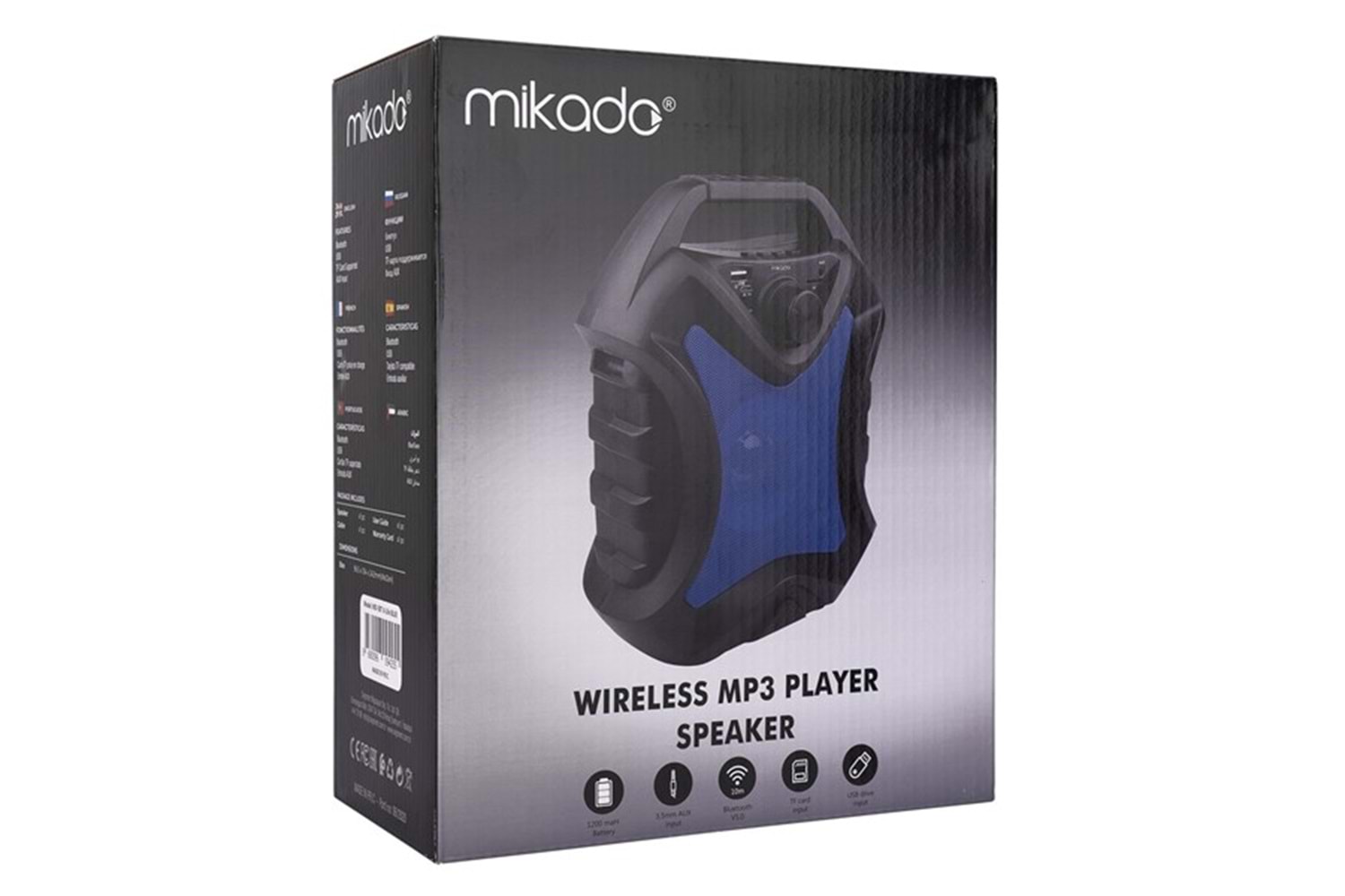 Mikado MD-5BT X-Life 5W 1200mAh Siyah/Mavi USB/SD Cart/Bluetooth Kablosuz MP3 Oynatıcı Hoparlör