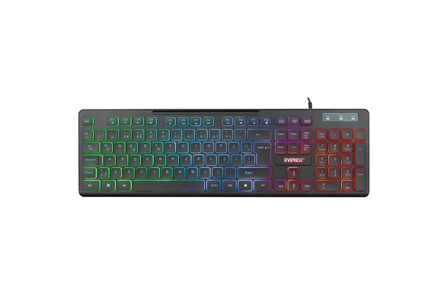 EVEREST KB-120 Sleek Siyah USB Gökkuşağı Aydınlatmalı Q Gaming Oyuncu Klavyesi