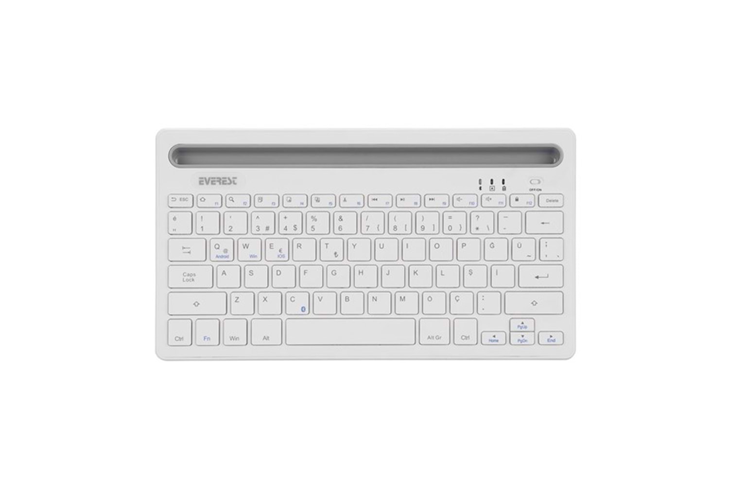 Everest KB-BT82 Beyaz/Gümüş Bluetooth Ultra İnce+Şarjlı Q Mac/Win/Android/Ios Uyumlu Kablosuz klavye