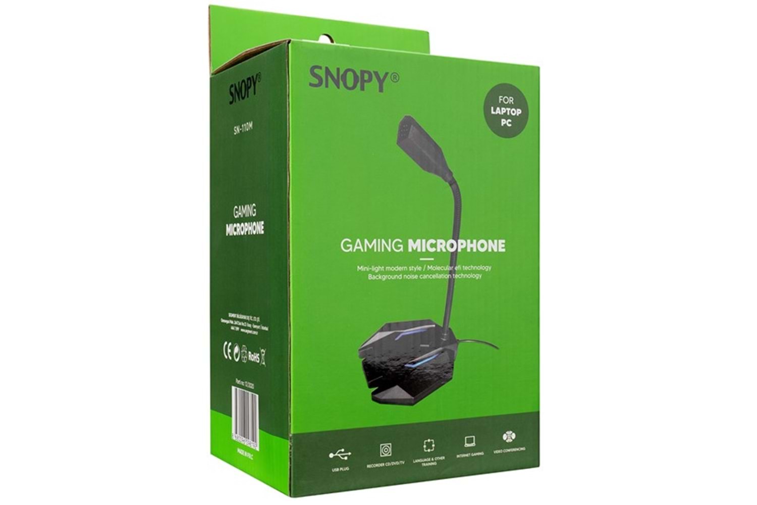 Snopy SN-110M Siyah Led Işıklı Usb Gaming Oyuncu Masaüstü Mikrofon