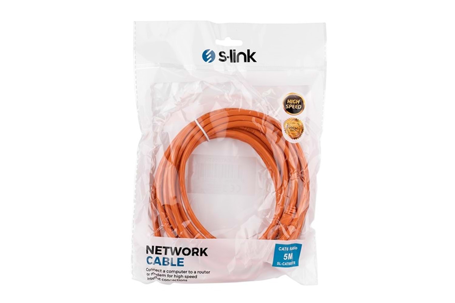 S-link SL-CAT605TR 5m Turuncu CAT6 Patch Kablo