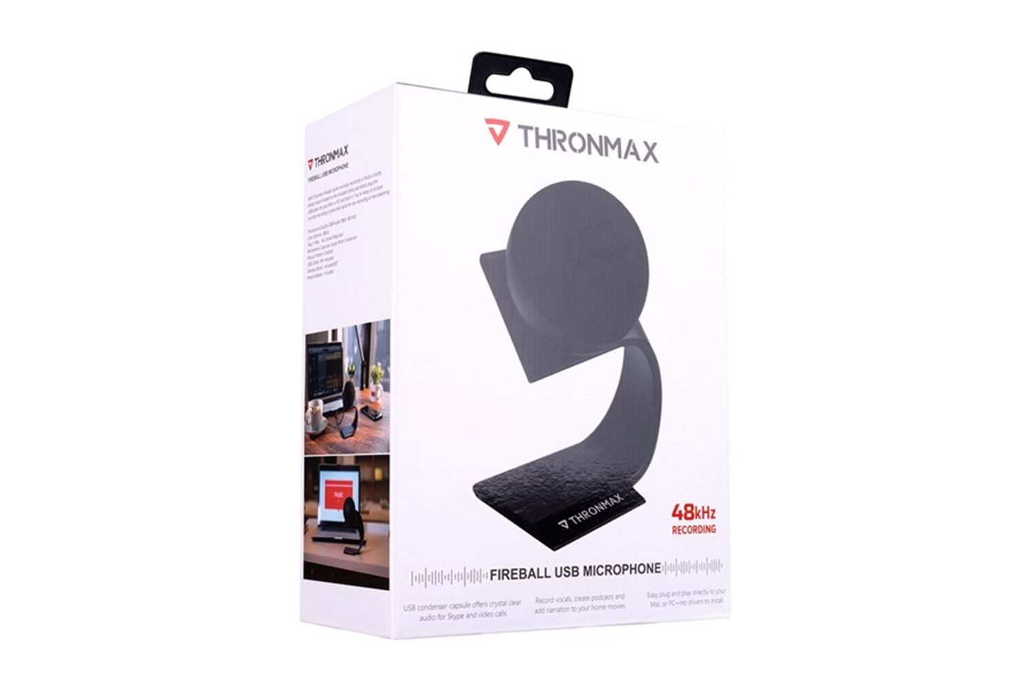 Thronmax M9 FIREBALL Siyah USB 48Khz 16bit HD Kayıt Metal Stand Mikrofon