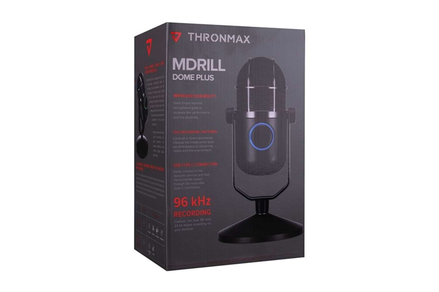 Thronmax M3Plus MDRILL DOME PLUS Siyah USB 96Khz 24bit HD 2tip Kayıt 3,5mm Ses Kontrol Ledli Mikrofon