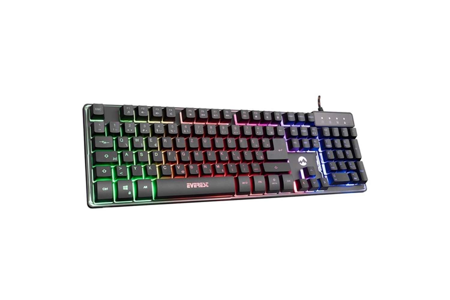 EVEREST KB-GX9 Siyah USB Gökkuşağı Renkli Aydınlatmalı LC Layout Standart Gaming Klavye