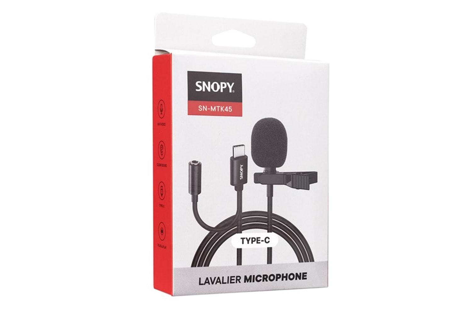 Snopy SN-MTK45 Siyah TypeC Tik-Tok Akıllı Telefon Kulaklık Çıkışlı Yaka Mikrofonu