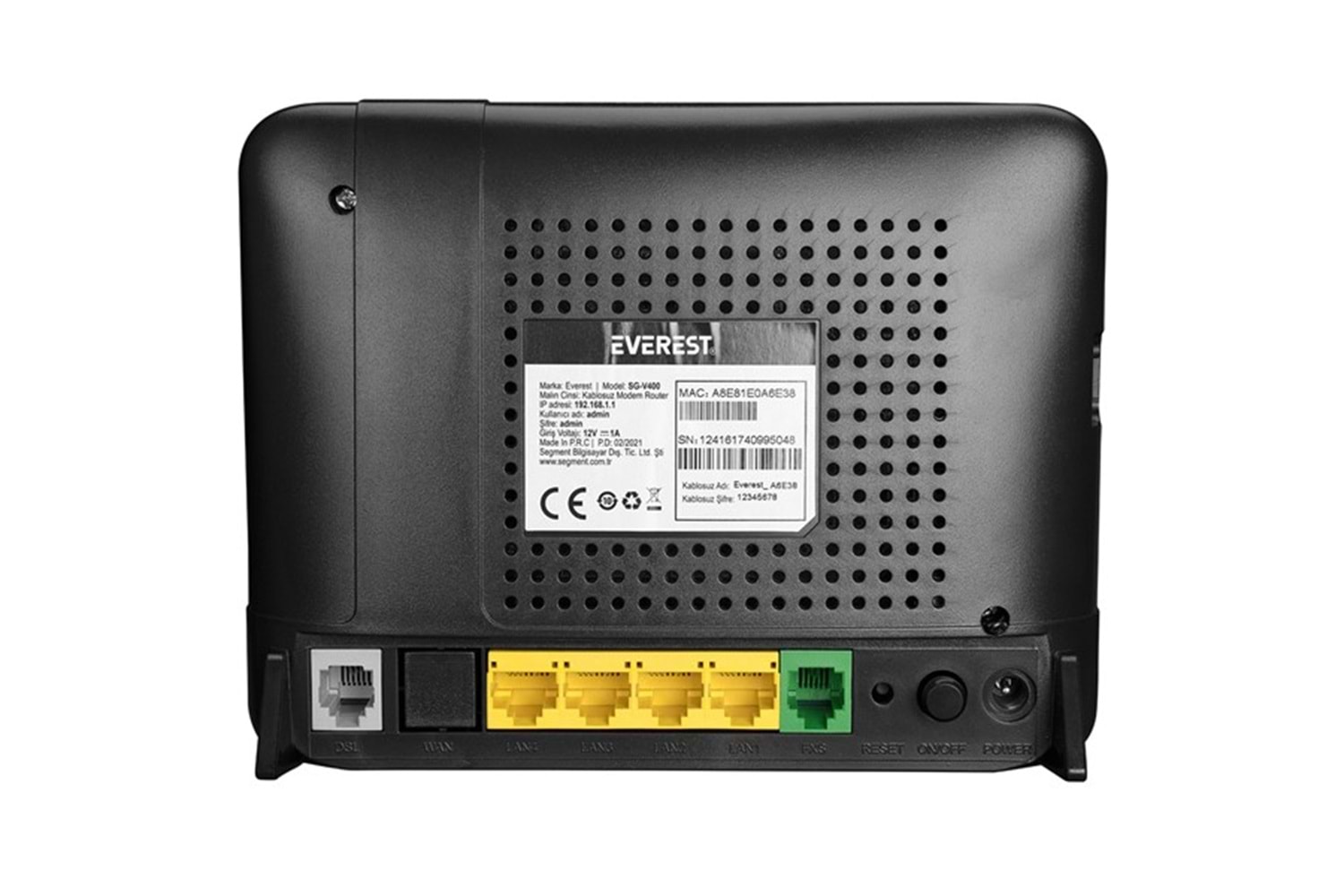 Everest SG-V400 2.4GHz 300Mbps ADSL2+/VDSL2 2*5dBi Dahili Antenli VoIP Destekli Kablosuz Modem Router