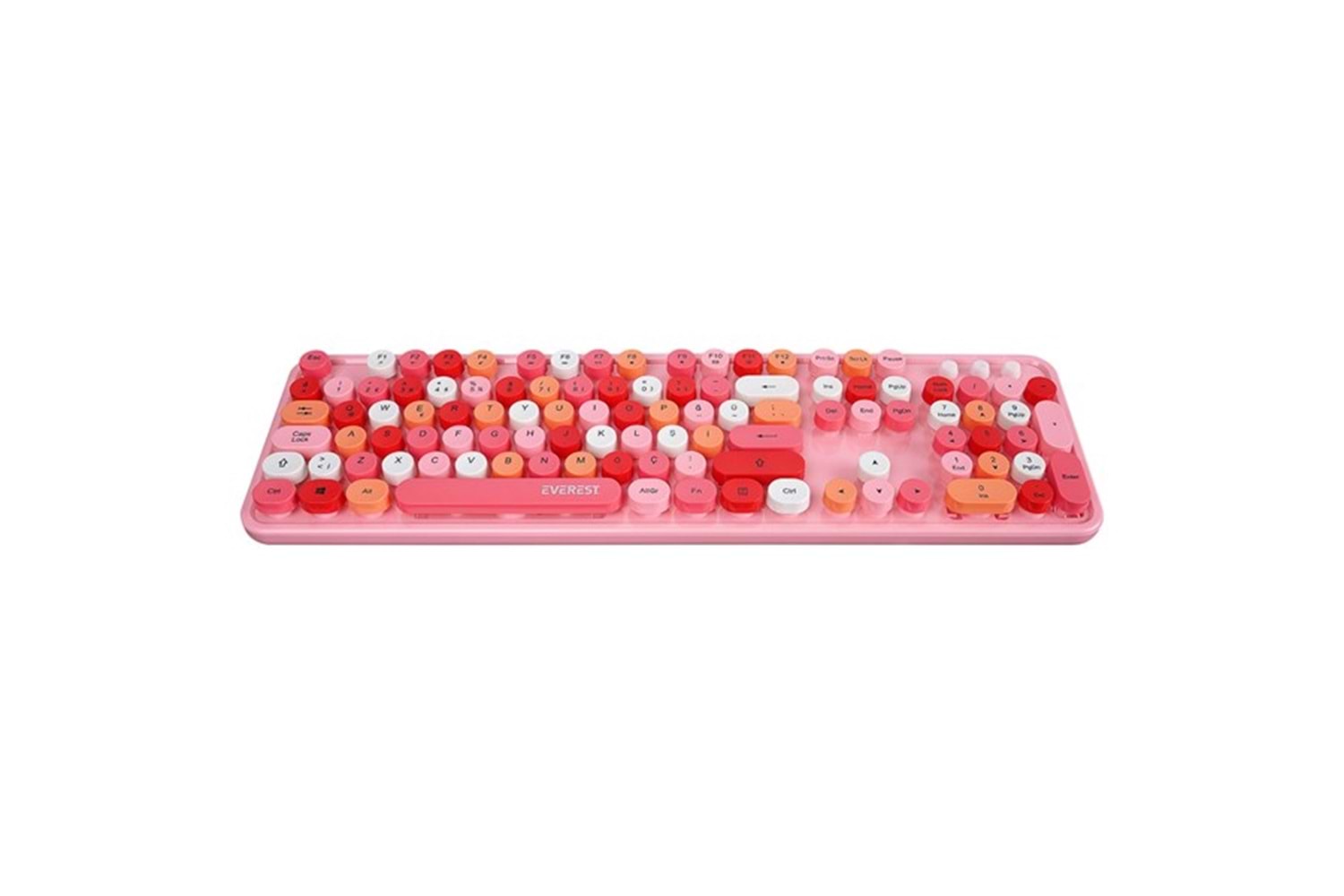EVEREST Q TR ROUND KM-6282 Renkli Tuşlu Pembe Kablosuz Multimedia Klavye + Mouse Set