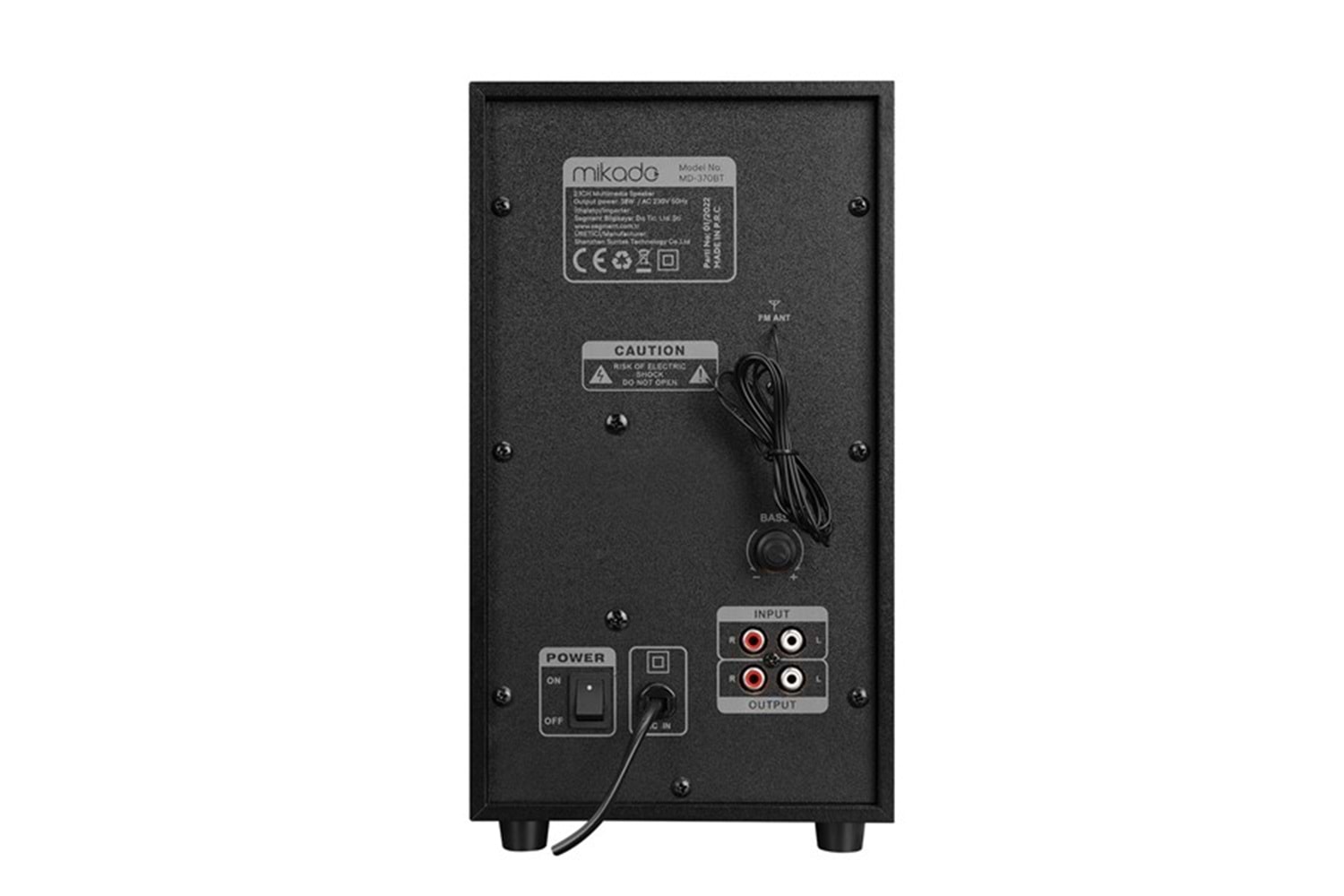 Mikado MD-370BT 2+1 38W Siyah BT/AUX/USB/FM/LED Işıklı Multimedia Speaker