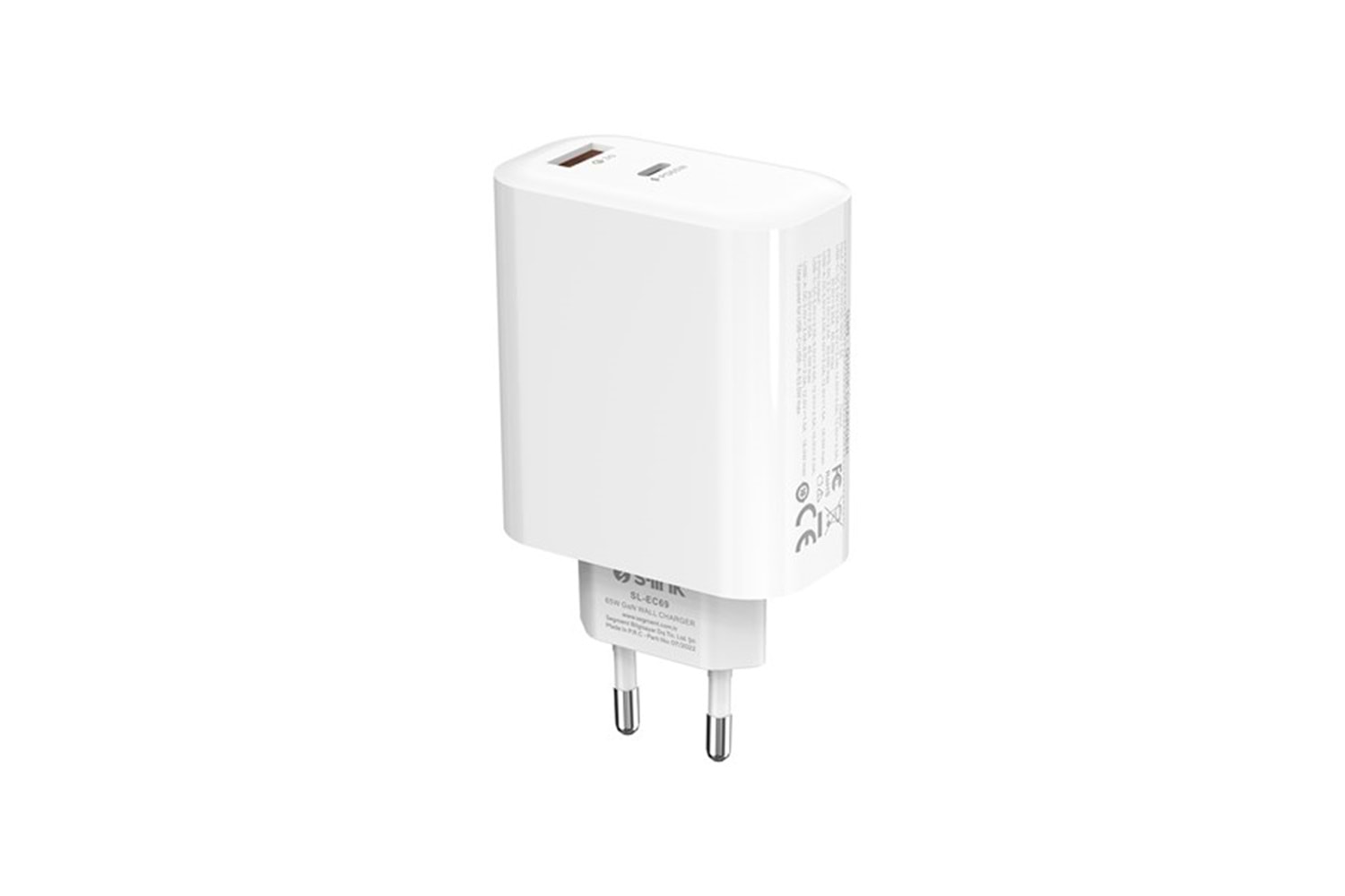 S-LINK SL-EC69 GAN PD 65W / QC 18W Type USB-C +USB A Hızlı Beyaz EV/NOTEBOOK Şarj Adaptör