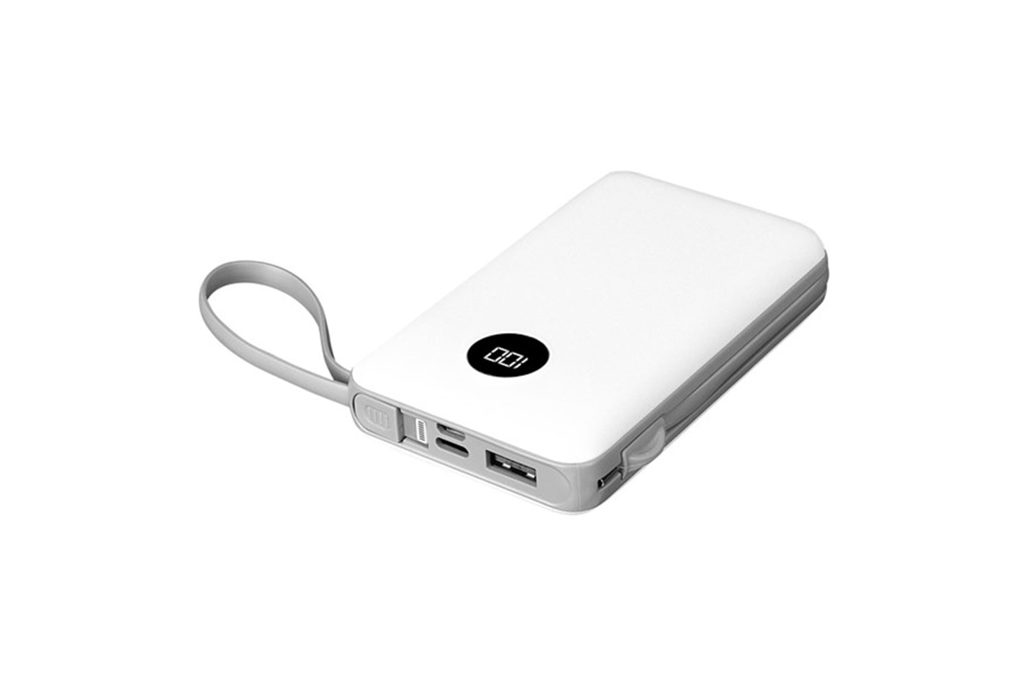 S-link P102 10000mAh PRM 2*USB+Type-C+Micro+Lightning Beyaz LCD Taşınabilir Pil Şarj Cihazı Powerbank