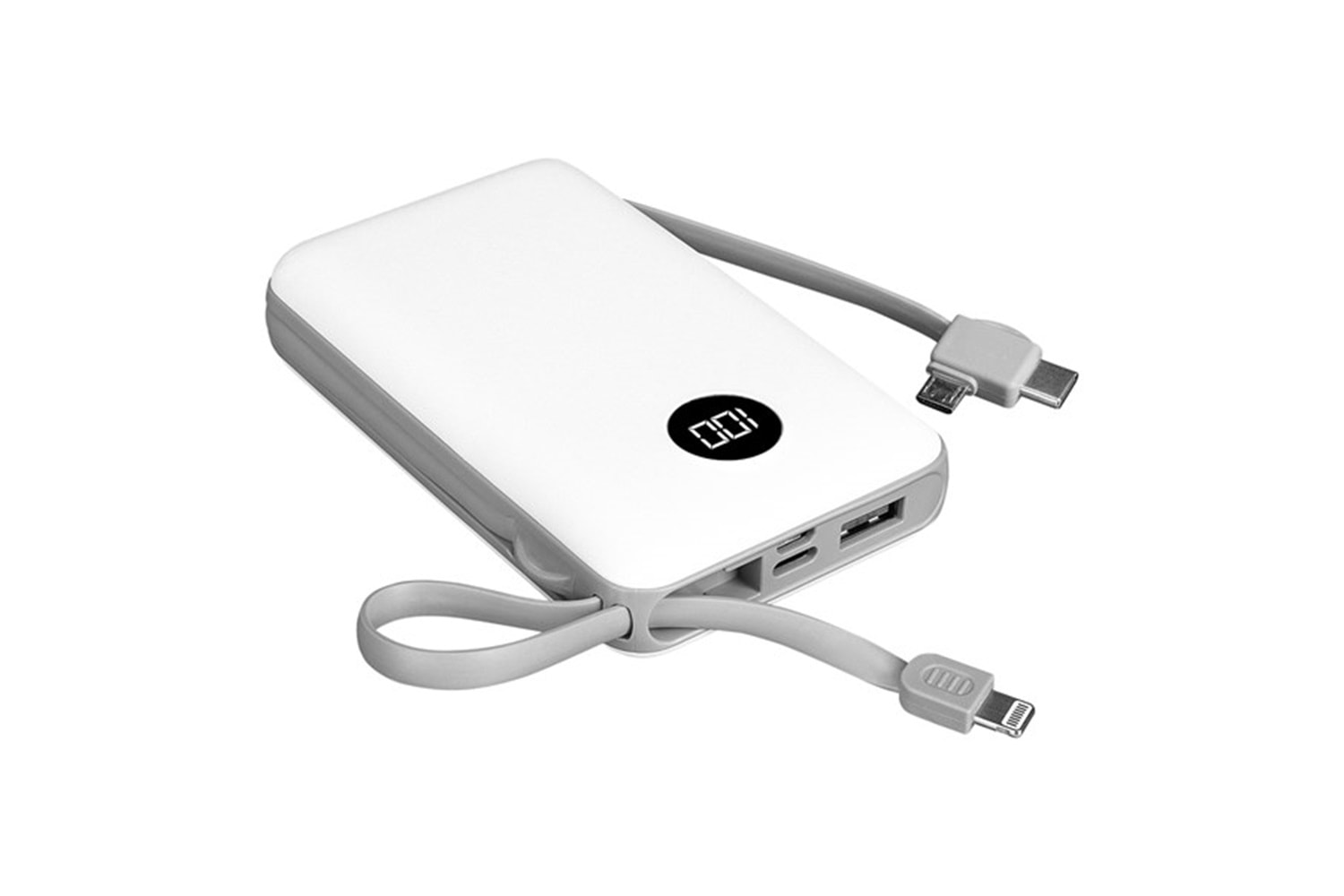 S-link P102 10000mAh PRM 2*USB+Type-C+Micro+Lightning Beyaz LCD Taşınabilir Pil Şarj Cihazı Powerbank