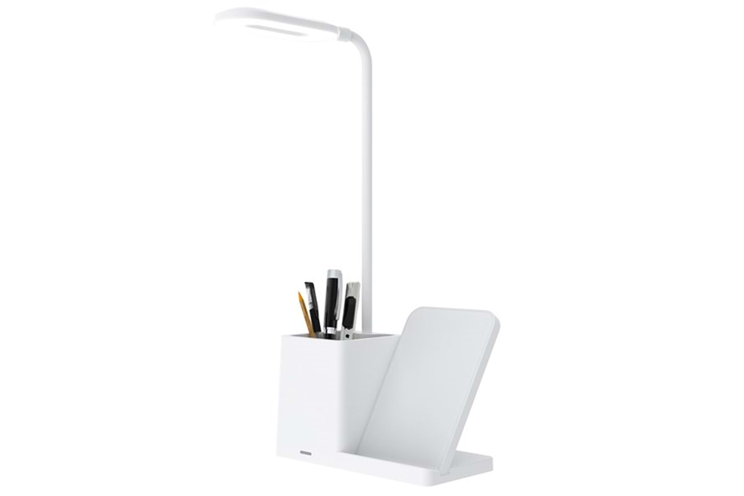 S-LINK SL-M9054 Beyaz TypeC 15W Kablosuz Şarj Cihazı Kalemlikli Masa Lambası