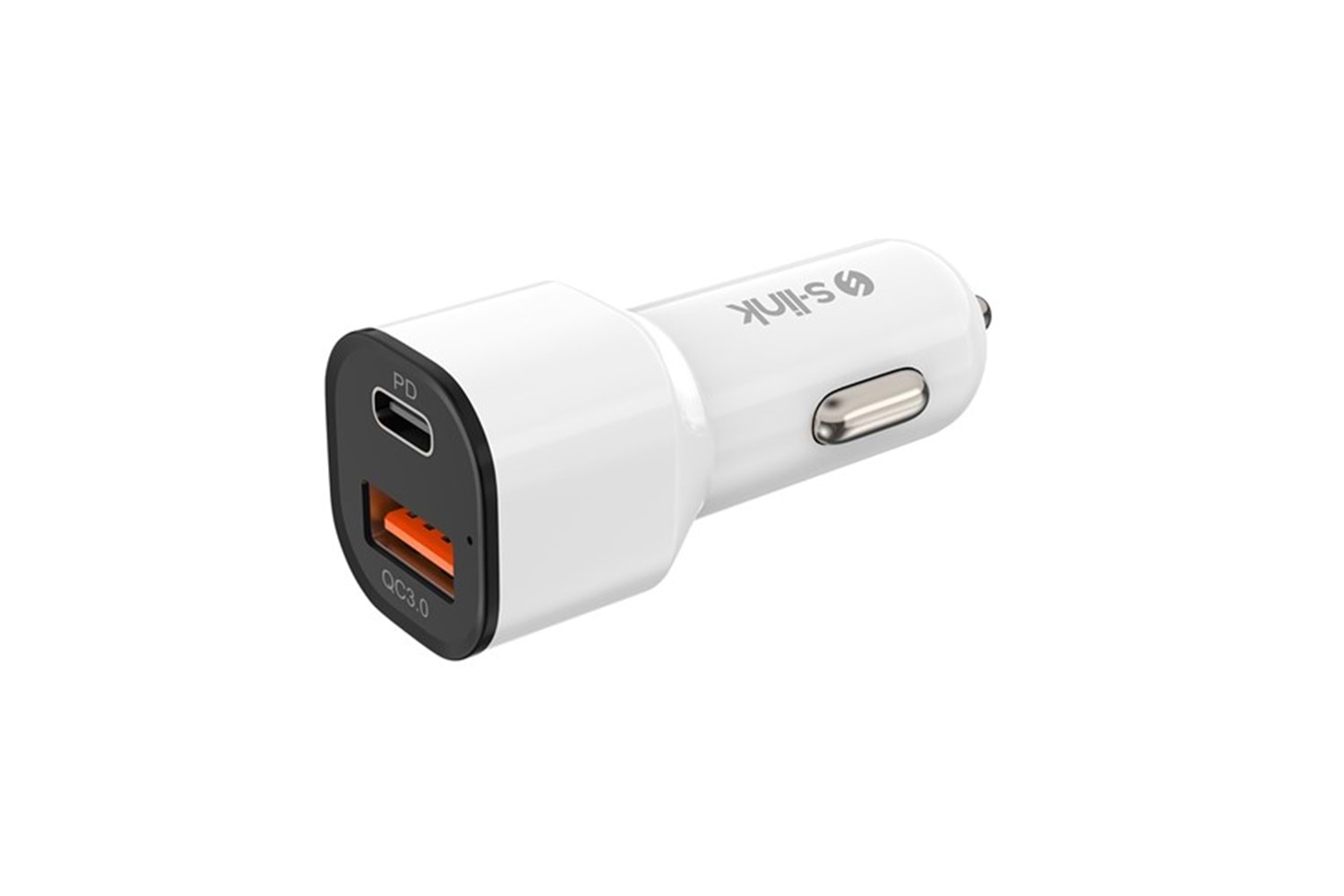 S-LINK SL-EC38PD TypeC to TypeC Kablolu 38W PD + USB QC3.0 Beyaz Araç Şarj Cihazı