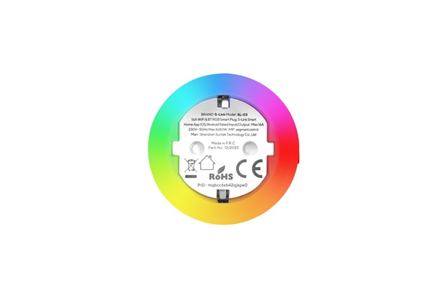 S-link SL-03 16A Akım Korumalı Akıllı Priz RGB Işıklı 2.4 G WIFI&BT TUYA Destekli