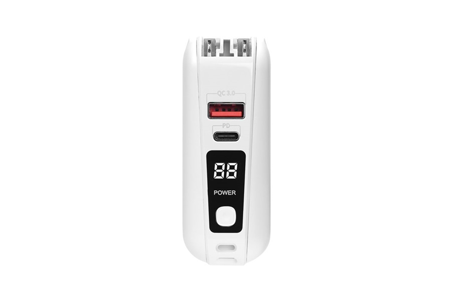 S-link G150 15000mAh Lightning+Type-C Kablolu Powerbank Beyaz PD22.5W LCD AC Prizli Taşınabilir Pil Şarj Cihazı